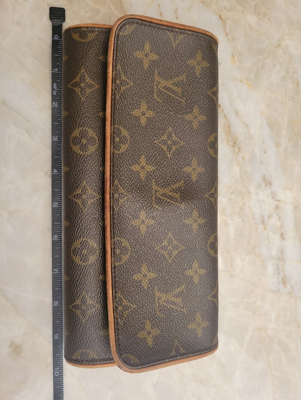 Authentic Louis Vuitton Twin Pochette GM Brown Monogram Long Wallet